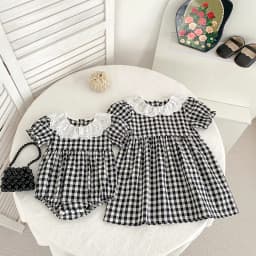 0-6Y Sister Clothes Dress Summer Newborn Baby Girls Sister Grid Dress Toddler Jumpsuit Baby Clothes Infant Girls Children Dress