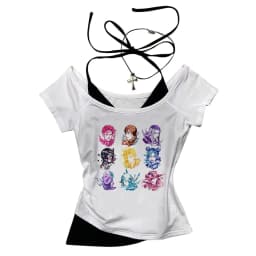 Jojo Bizarre Adventure crop top Aesthetic babydoll Streetwear shoujo girl style Fairy vintage cropped harajuku woman t-shirt