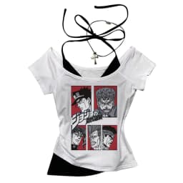 Jojo Bizarre Adventure crop top Aesthetic babydoll Streetwear shoujo girl style Fairy vintage cropped harajuku woman t-shirt