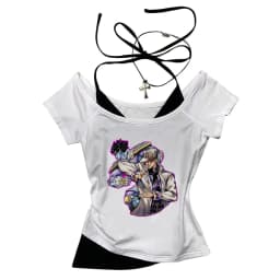 Jojo Bizarre Adventure crop top Aesthetic babydoll Streetwear shoujo girl style Fairy vintage cropped harajuku woman t-shirt