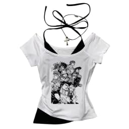 Jojo Bizarre Adventure crop top Aesthetic babydoll Streetwear shoujo girl style Fairy vintage cropped harajuku woman t-shirt