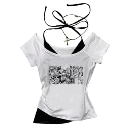 Jojo Bizarre Adventure crop top Aesthetic babydoll Streetwear shoujo girl style Fairy vintage cropped harajuku woman t-shirt