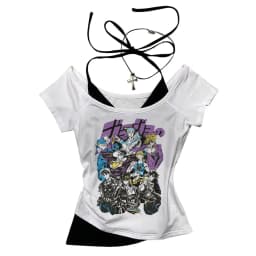 Jojo Bizarre Adventure crop top Aesthetic babydoll Streetwear shoujo girl style Fairy vintage cropped harajuku woman t-shirt