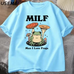 Retro Frog Tshirt Funny MILF Froggy T Shirt Cottagecore Froggy T-shirt Toad Frog Lover Tees Man Clothing Tees Short Sleeve