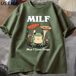 Retro Frog Tshirt Funny MILF Froggy T Shirt Cottagecore Froggy T-shirt Toad Frog Lover Tees Man Clothing Tees Short Sleeve