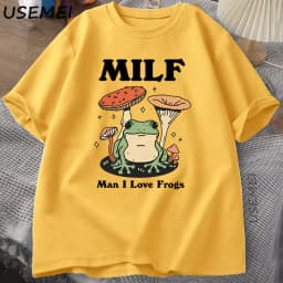 Retro Frog Tshirt Funny MILF Froggy T Shirt Cottagecore Froggy T-shirt Toad Frog Lover Tees Man Clothing Tees Short Sleeve