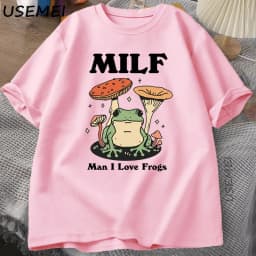 Retro Frog Tshirt Funny MILF Froggy T Shirt Cottagecore Froggy T-shirt Toad Frog Lover Tees Man Clothing Tees Short Sleeve