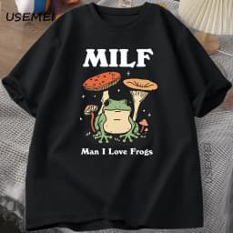 Retro Frog Tshirt Funny MILF Froggy T Shirt Cottagecore Froggy T-shirt Toad Frog Lover Tees Man Clothing Tees Short Sleeve