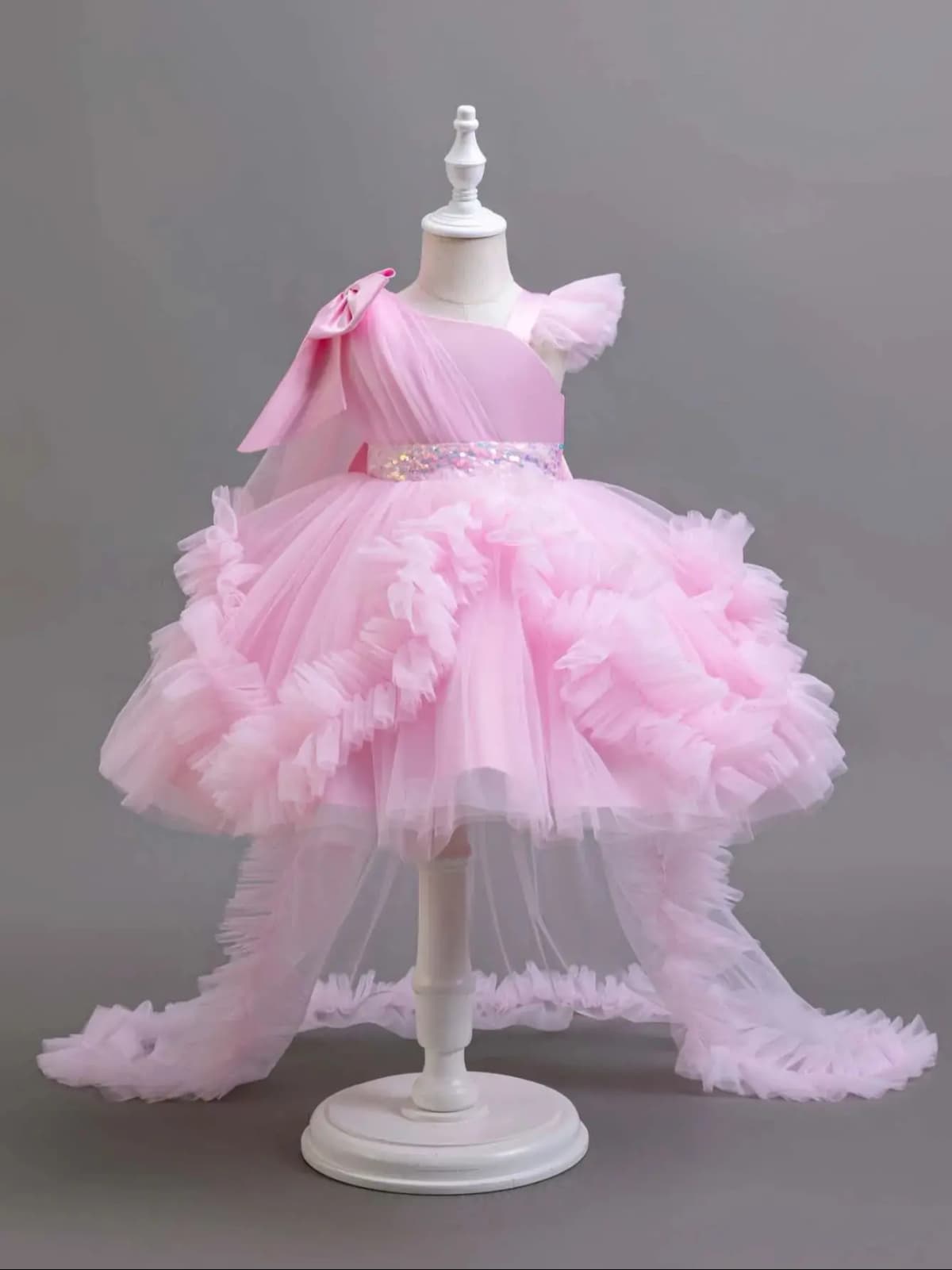 Kids' Lace Formal Dresses | Long Sleeve Ball Gown for Girls | Perfect for Christmas, Pageants & Gala Events