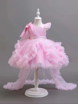 Kids' Lace Formal Dresses | Long Sleeve Ball Gown for Girls | Perfect for Christmas, Pageants & Gala Events