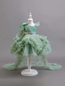 Kids' Lace Formal Dresses | Long Sleeve Ball Gown for Girls | Perfect for Christmas, Pageants & Gala Events
