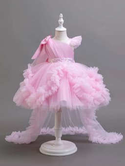Kids' Lace Formal Dresses | Long Sleeve Ball Gown for Girls | Perfect for Christmas, Pageants & Gala Events