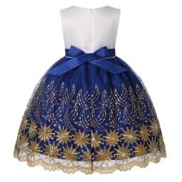 2025 Autumn and Winter New Children's Mesh Gold Sequins Embroidered Bow Tie Dress Princess Dress Skirt Wedding Birthday
