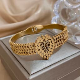 316L Stainless Steel Gold Color Cuff Bracelet for Women Exaggerated Leaves Waterdrop Chunky Bangles Bracelets Waterproof Jewelry