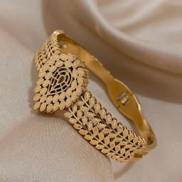 316L Stainless Steel Gold Color Cuff Bracelet for Women Exaggerated Leaves Waterdrop Chunky Bangles Bracelets Waterproof Jewelry