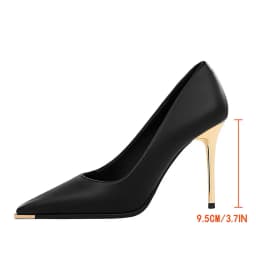 Women 9.5cm High Heels Pumps Lady Party Leather Formal Shoes Metal Thin High Heels Female Elegant Catwalk Shoes