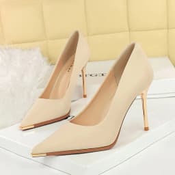 Women 9.5cm High Heels Pumps Lady Party Leather Formal Shoes Metal Thin High Heels Female Elegant Catwalk Shoes