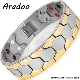 ARADOO Titanium Steel Magnetic Bracelet for Men Arrow Design Stainless Steel Minerals Wristband Jewelry Gifts