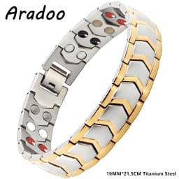 ARADOO Titanium Steel Magnetic Bracelet for Men Arrow Design Stainless Steel Minerals Wristband Jewelry Gifts