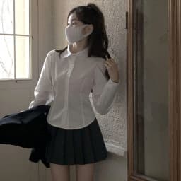 Korean Women Back Lace-Up Shirts Fashion All Match Slim Fit Turndown Collar Shirt Preppy Style School Uniform White Blouse Girl