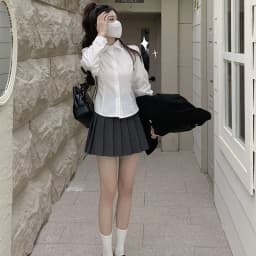 Korean Women Back Lace-Up Shirts Fashion All Match Slim Fit Turndown Collar Shirt Preppy Style School Uniform White Blouse Girl