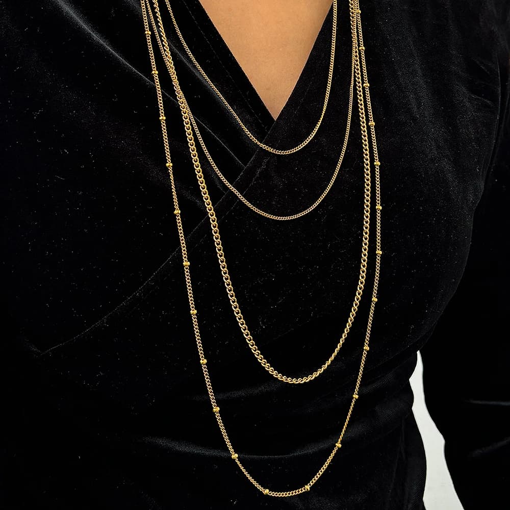 DOTIFI Stainless Steel Necklace Simple Fashion Four Layers Can Be Stacked Wear Collarbone Chain Commuter Personalized Jewelry
