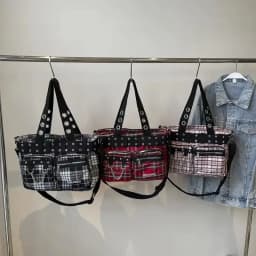 PU CHAINS Zipper Shoulder Bag Buckle Decorative Casual Women's Bags on Sale 2026 New Plaid Locomotive Style Women's Handbags