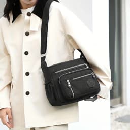 Waterproof Nylon Crossbody Bag, Multiple Pockets & Zipper Closure, Stylish Casual Shoulder Bag for Travel, Everyday Use