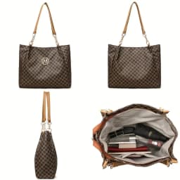 Vintage Geometric Tote Bag Synthetic Leather Letter "M" Design for Women Handbag Shoulder Bag Large Capacity Shopping Travel Bag