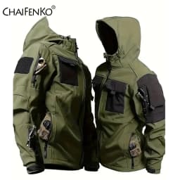 Men Lurker Shark Skin Soft Shell Tactical Jacket Waterproof Fleece Hooded Coat Hunt Clothes Outdoor New Solid Pocket Jacket Men