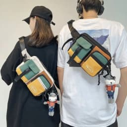 New Nylon Men Chest Bag Multifunctional Black White Crossbody Bag Large Capacity Sports Chest Bag Unisex