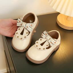 Cute Bow Leather Girls Shoes 2026 New T-strap Oxfords Spring Kids Soft Shoes For Girl School Children Princess Dress Shoes