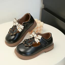 Cute Bow Leather Girls Shoes 2026 New T-strap Oxfords Spring Kids Soft Shoes For Girl School Children Princess Dress Shoes