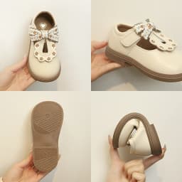 Cute Bow Leather Girls Shoes 2026 New T-strap Oxfords Spring Kids Soft Shoes For Girl School Children Princess Dress Shoes