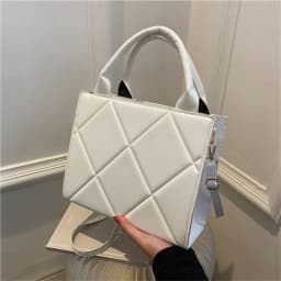 Portable PU Leather Shoulder Bag Solid Color Plaid Crossbody Bags Handbags Women Ladies