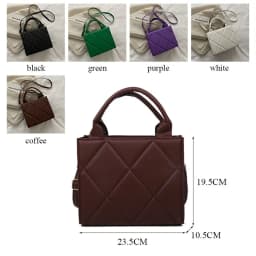 Portable PU Leather Shoulder Bag Solid Color Plaid Crossbody Bags Handbags Women Ladies