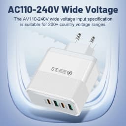 USB C Charger Muti 4 Ports PD Type C Fast Charging Quick Charge QC3.0 PD Wall Power Adapter for IPhone 16 Xiaomi Samsung Oneplus