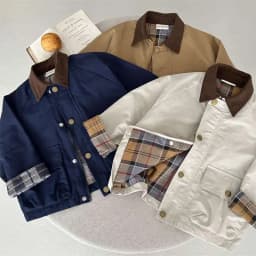 2026 UNITIM Spring Autumn Kids Boys Jacket Plaid Spliced Pocket Long Sleeve Toddler Boys Outerwears Coat Children Boys Jacket