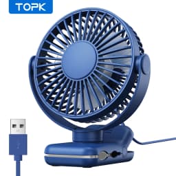 TOPK USB Clip on Desk Fan Brushless Motor Powerful Airflow Sturdy Clamp Ultra Quiet Portable Mini Personal Fan Office Bedroom