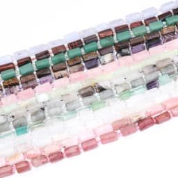 Natural Cylinder Stone Bead Colorful White Jaspers Quartzs Tube Charms Beads For Jewelry Making Diy Bracelets Necklace
