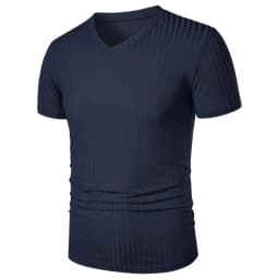 Summer Men's Short Sleeve Muscle T Shirts Stretch V Neck Bodybuilding Lightweight Streetwear Workout Tee Shirts Ribbed Shirt