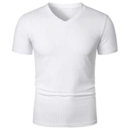 Summer Men's Short Sleeve Muscle T Shirts Stretch V Neck Bodybuilding Lightweight Streetwear Workout Tee Shirts Ribbed Shirt