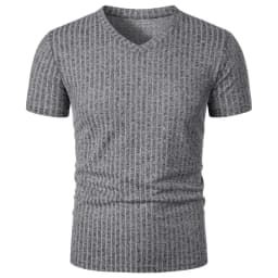 Summer Men's Short Sleeve Muscle T Shirts Stretch V Neck Bodybuilding Lightweight Streetwear Workout Tee Shirts Ribbed Shirt
