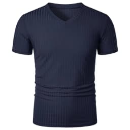 Summer Men's Short Sleeve Muscle T Shirts Stretch V Neck Bodybuilding Lightweight Streetwear Workout Tee Shirts Ribbed Shirt
