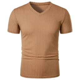Summer Men's Short Sleeve Muscle T Shirts Stretch V Neck Bodybuilding Lightweight Streetwear Workout Tee Shirts Ribbed Shirt