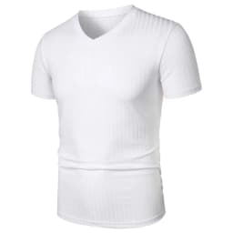 Summer Men's Short Sleeve Muscle T Shirts Stretch V Neck Bodybuilding Lightweight Streetwear Workout Tee Shirts Ribbed Shirt
