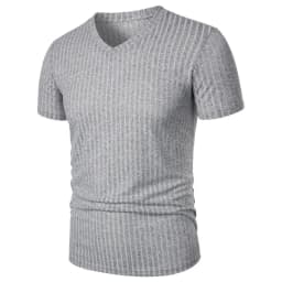 Summer Men's Short Sleeve Muscle T Shirts Stretch V Neck Bodybuilding Lightweight Streetwear Workout Tee Shirts Ribbed Shirt