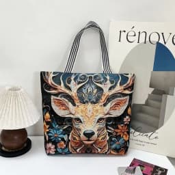 Retro Embroidery Women Handbag Linen Ethnic Style Shoulder Bag Tote Bag