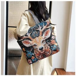 Retro Embroidery Women Handbag Linen Ethnic Style Shoulder Bag Tote Bag