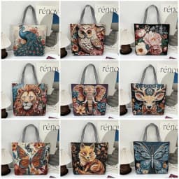Retro Embroidery Women Handbag Linen Ethnic Style Shoulder Bag Tote Bag